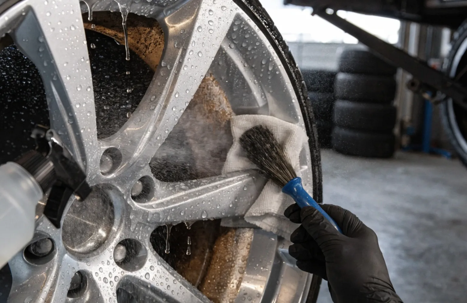 Czyszczenie felgi aluminiowej środkiem chemicznym